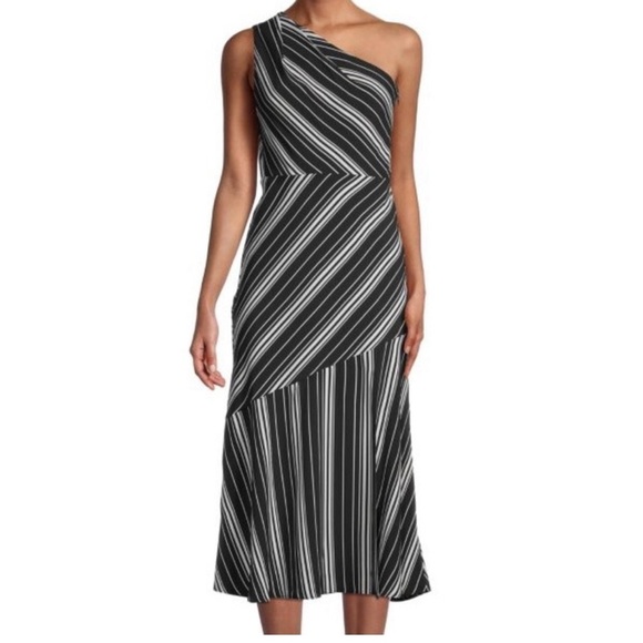 Sam Edelman Elegant Black and White Striped Dress size 10 - Picture 1 of 11